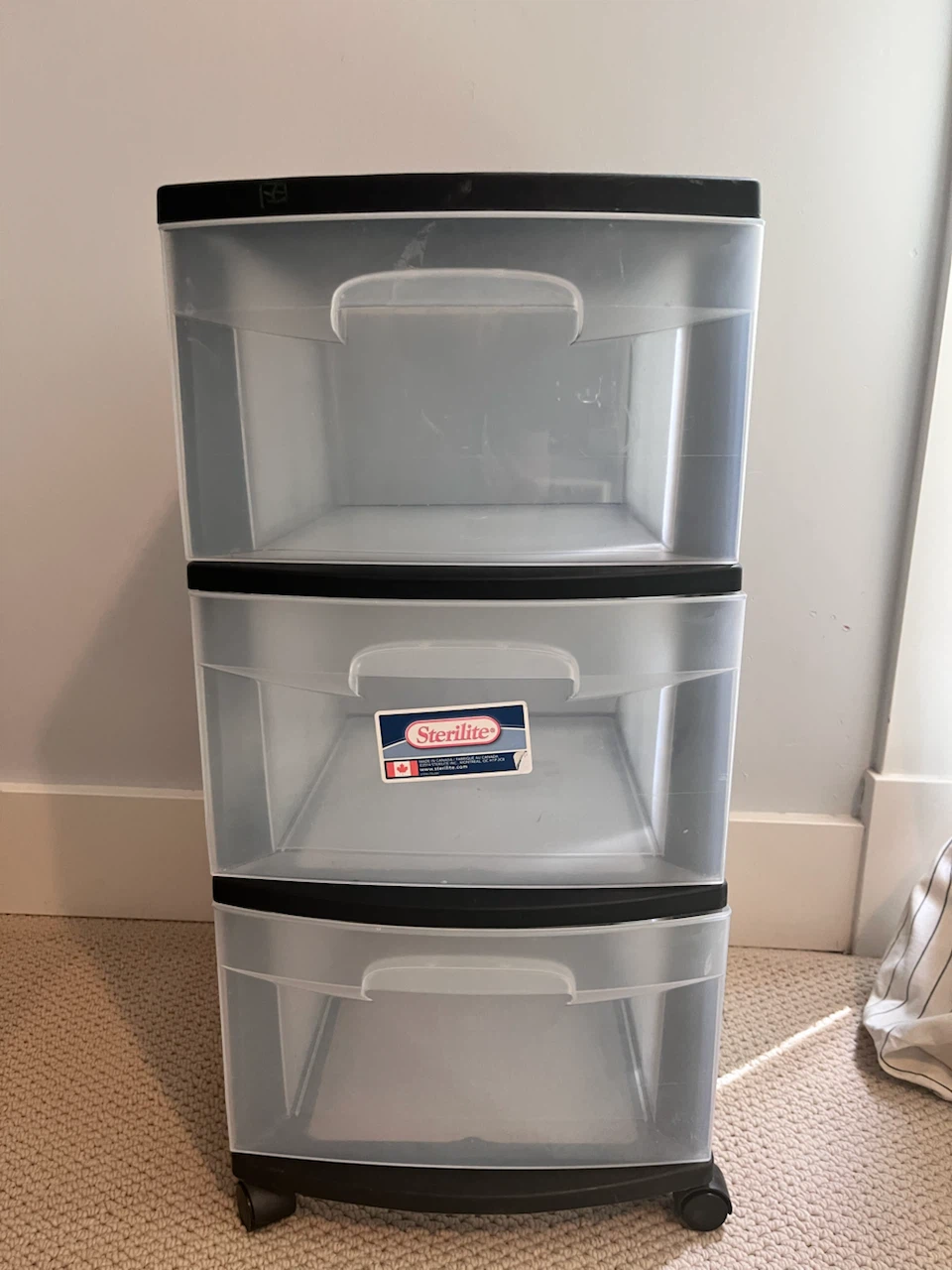 Sterilite 3-Drawer Plastic Rolling Cart