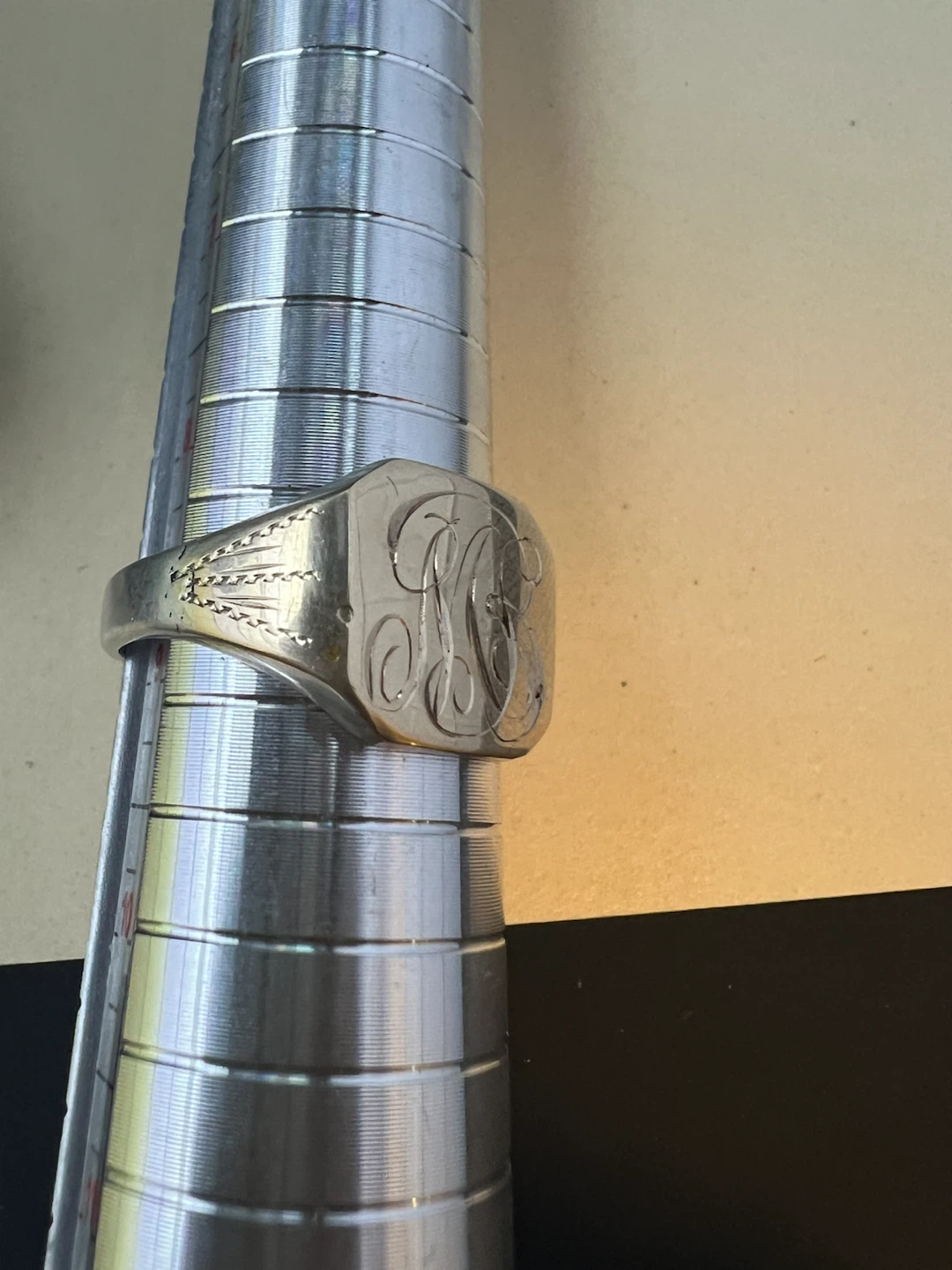 Vintage 10K Gold & Sterling Monogram Signet Ring - photo 2