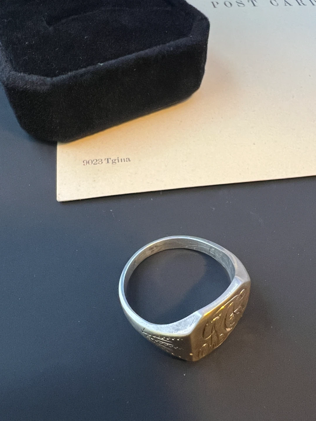 Vintage 10K Gold & Sterling Monogram Signet Ring - photo 4