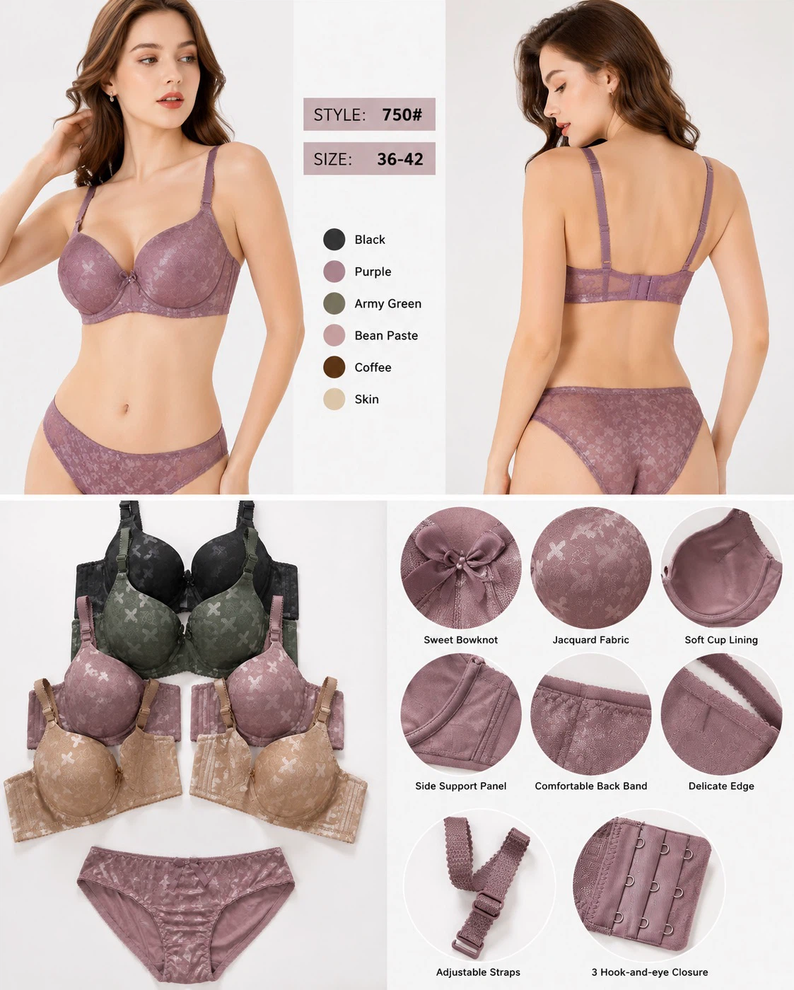 Women's Jacquard Fabric Bra.     750#.  B