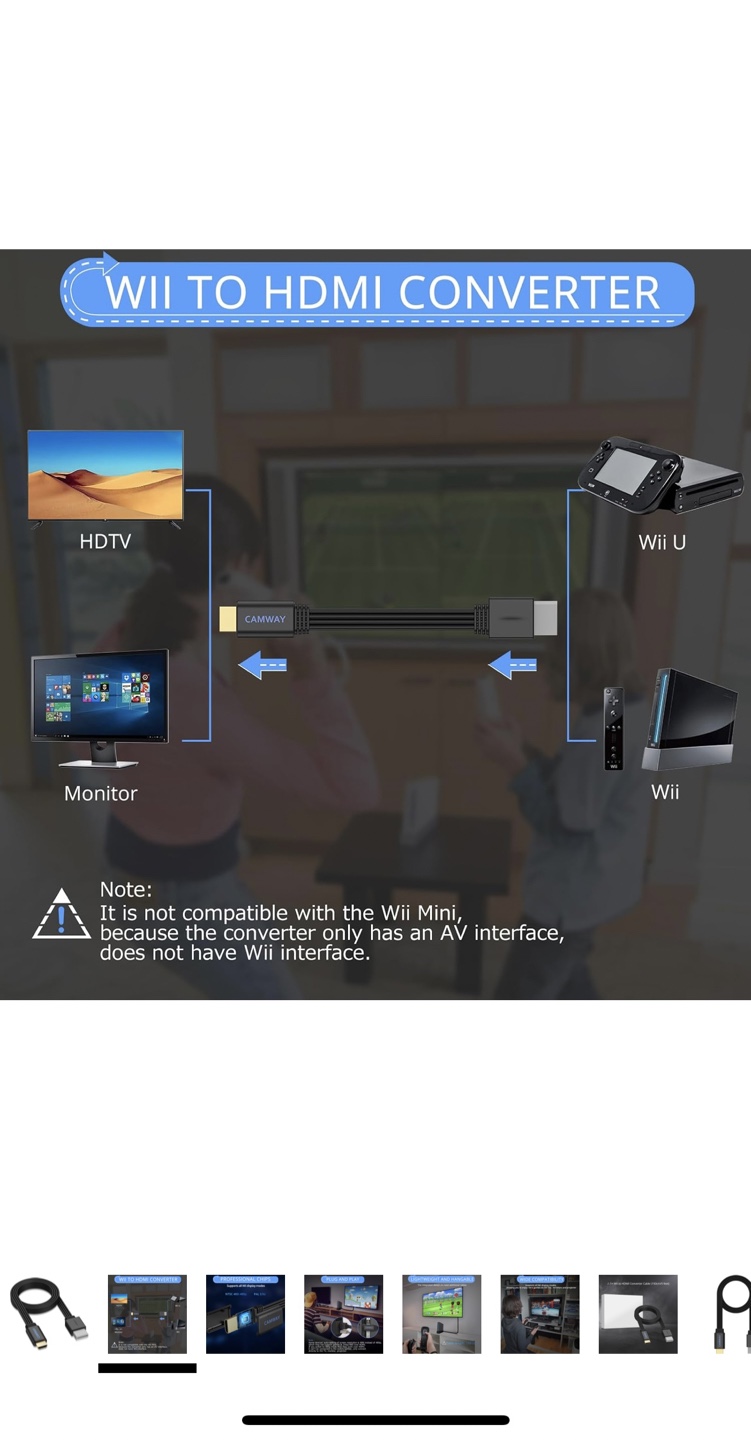 CAMWAY Wii to HDMI Converter Cable - 5ft - photo 3