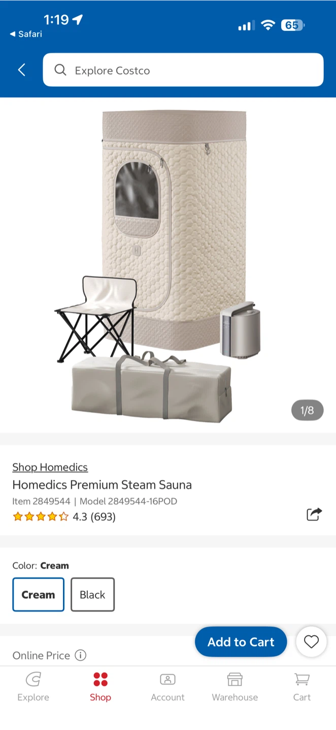 Homedics Premium Steam Sauna - Cream