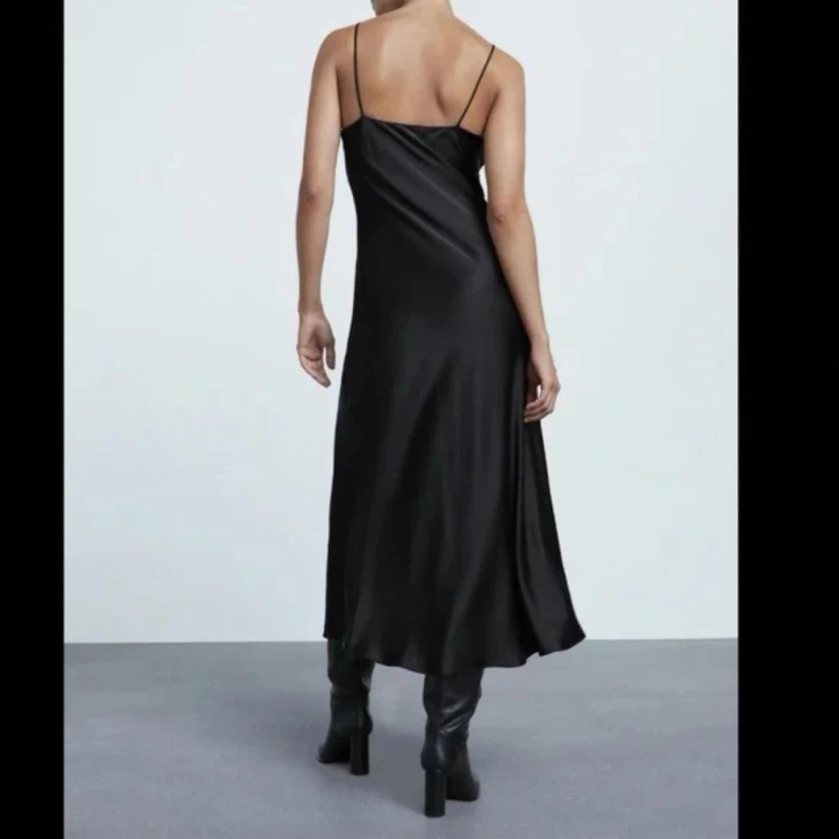 Black Satin Midi Dress Zara XS - photo 5