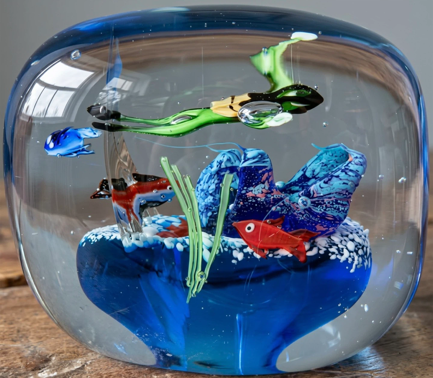 Heavy Vintage Glass Underwater Paperweight / Sculpture