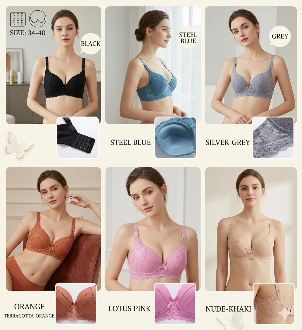 Women's Lace Padded Bra - Various Colours.      B10 - photo 2