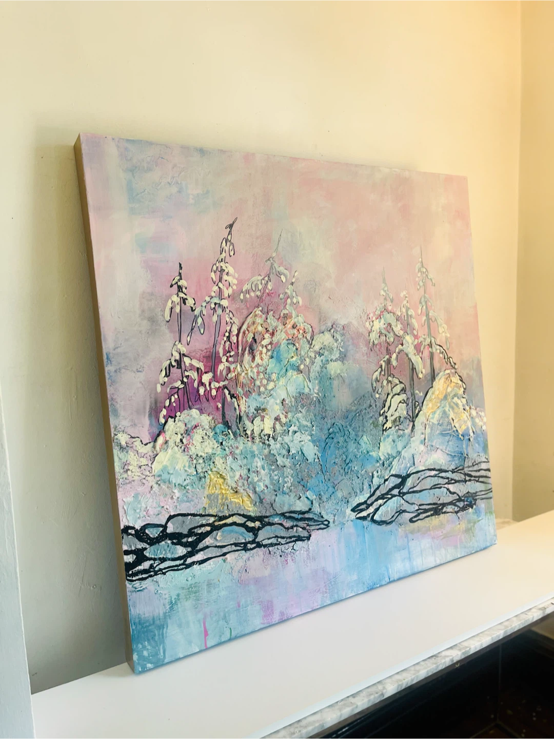 Textured Landscape Painting Signed 40x40