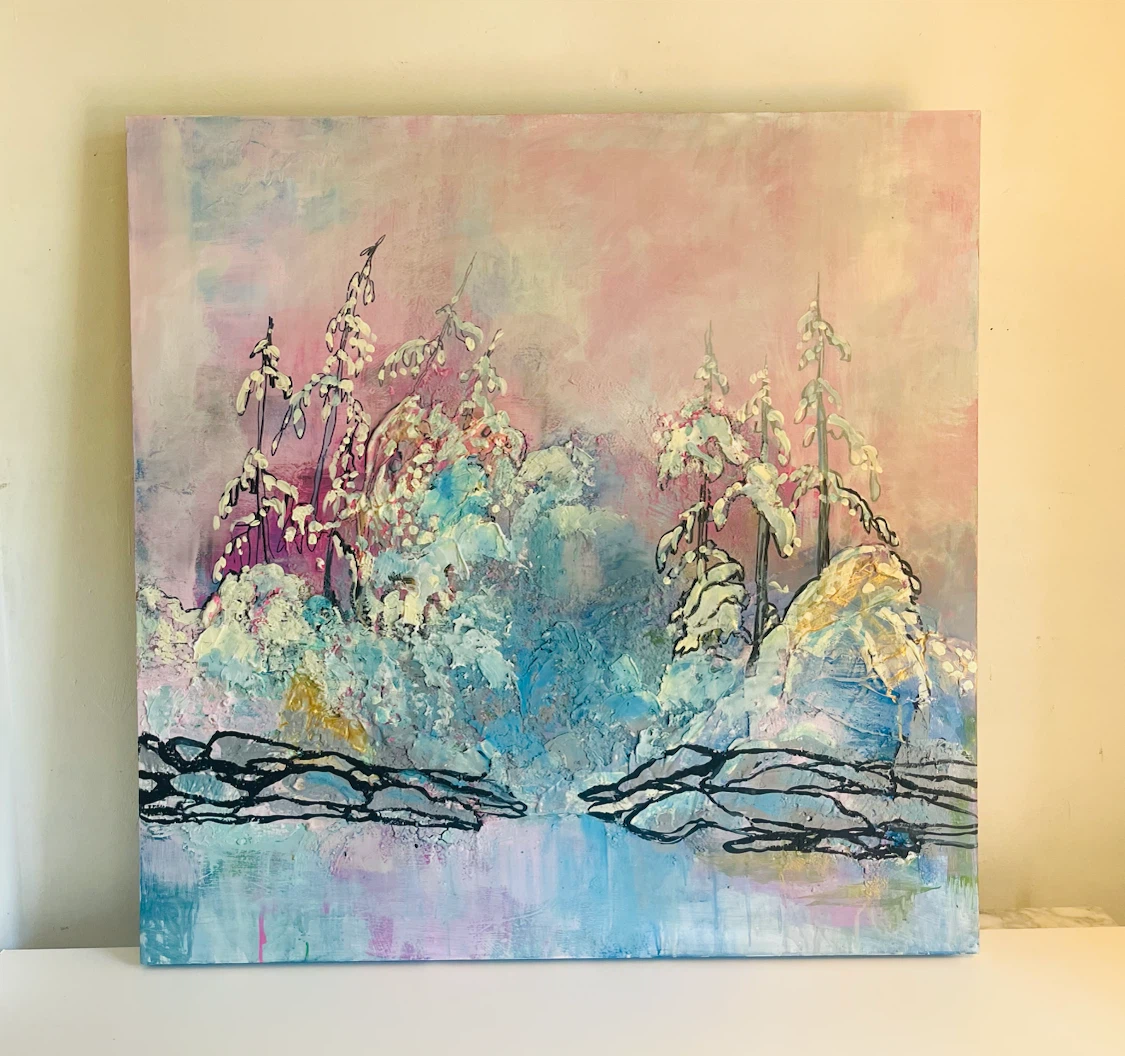 Textured Landscape Painting Signed 40x40 - photo 2