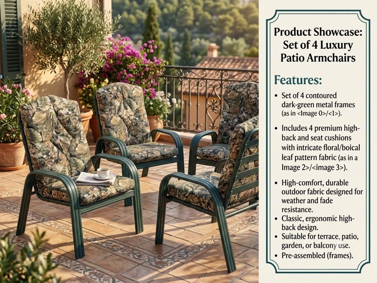 Set of 4 Luxury Patio Armchairs