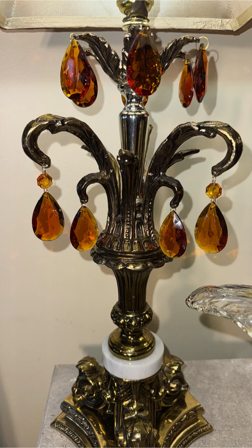Ornate Crystal  Table Lamps with Matching Decorative Bowl - photo 5