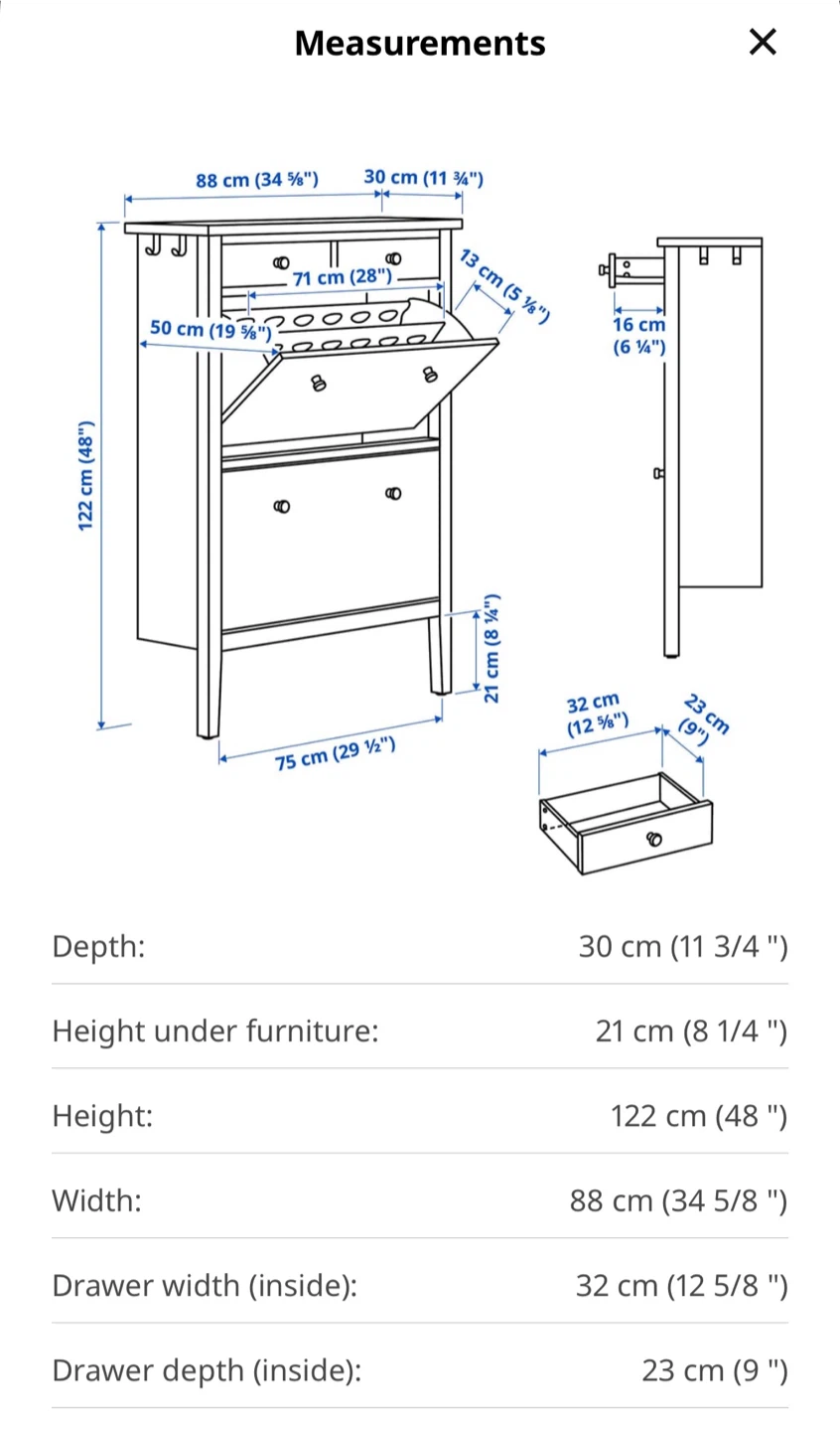 IKEA Hemnes Shoe Cabinet with Drawers - photo 3
