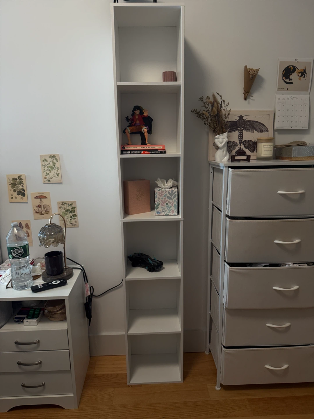 White 6-Shelf Tall Narrow Bookshelf
