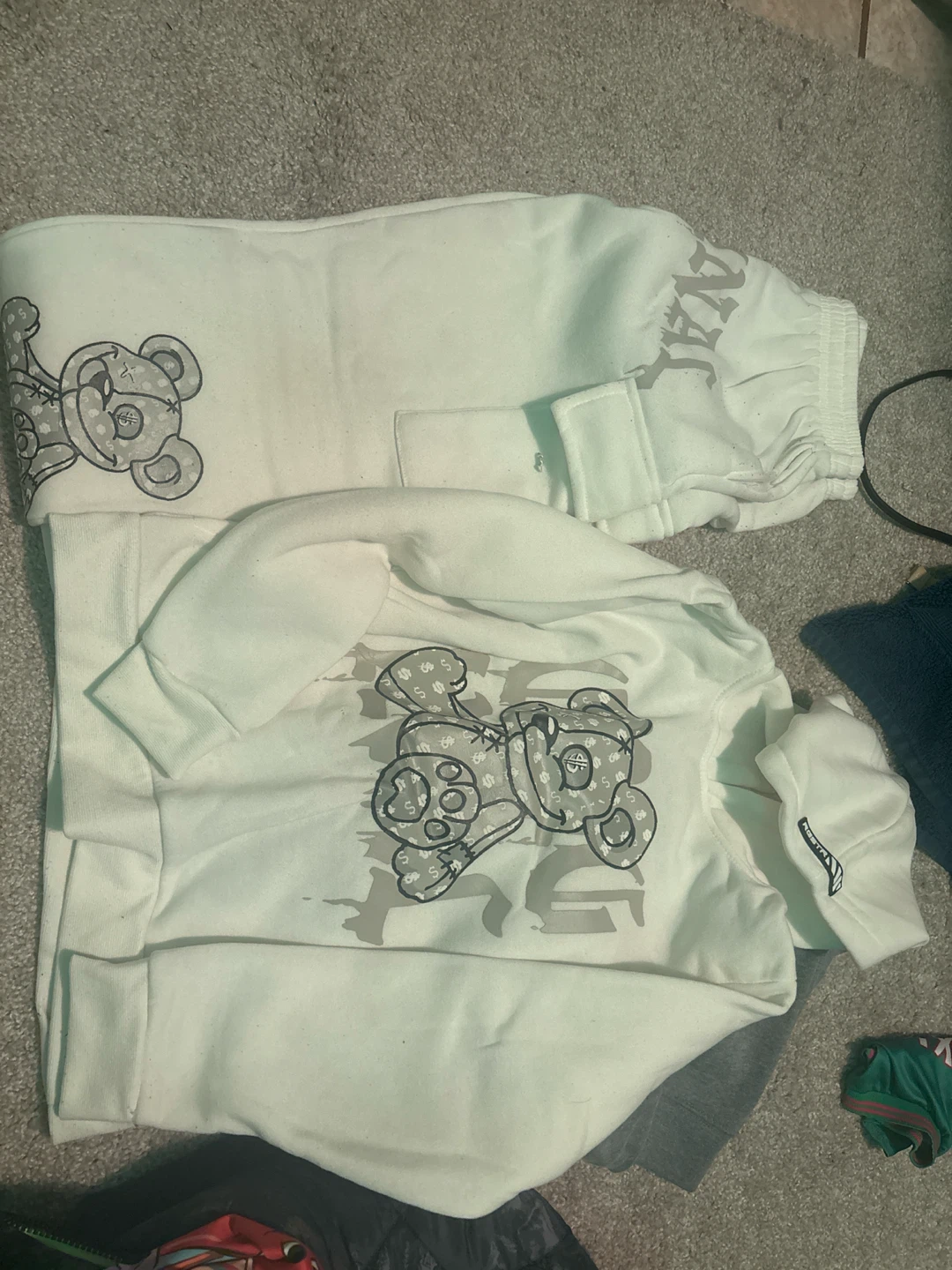 White Teddy Bear Sweatshirt and Joggers Set