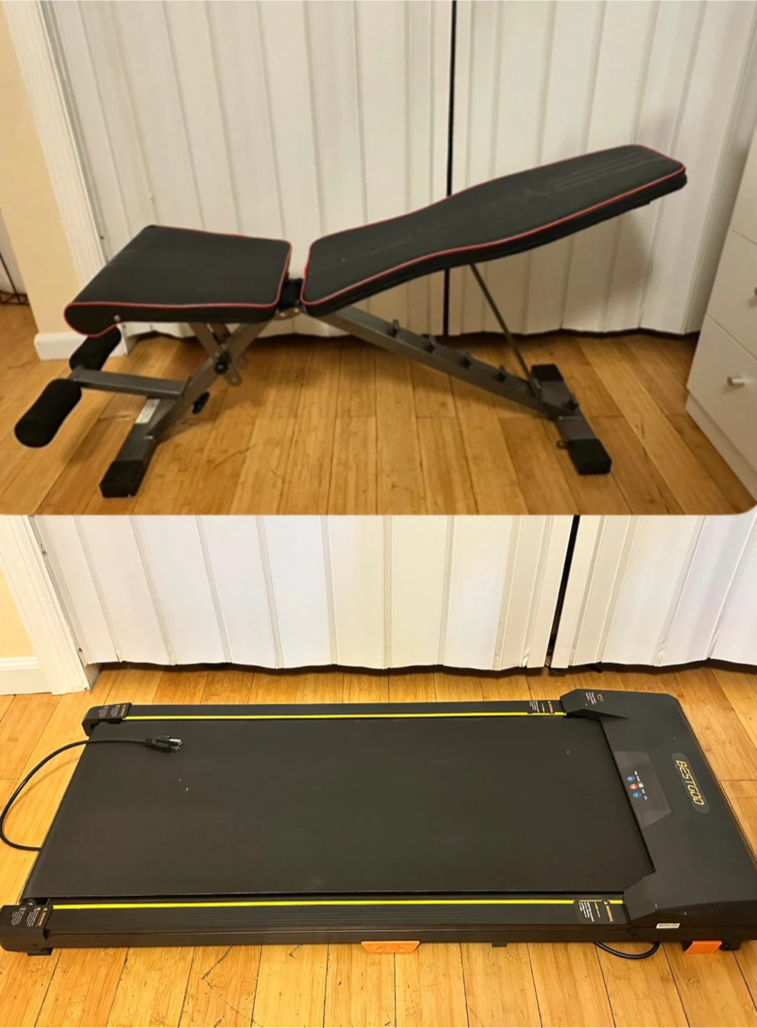 Yoleco Adjustable Weight Bench+ Walking Pad Treadmill