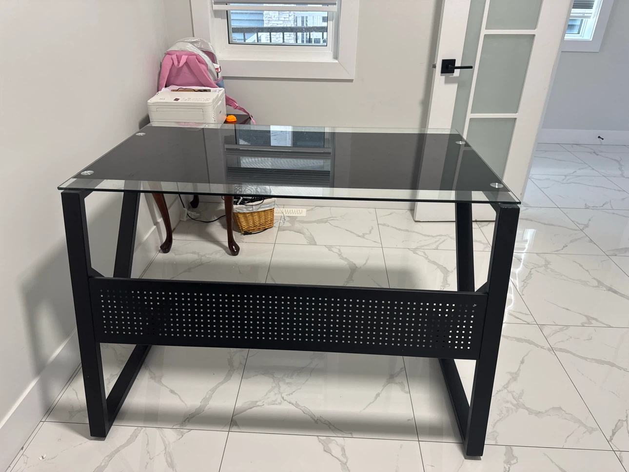 Black Glass Top Desk
