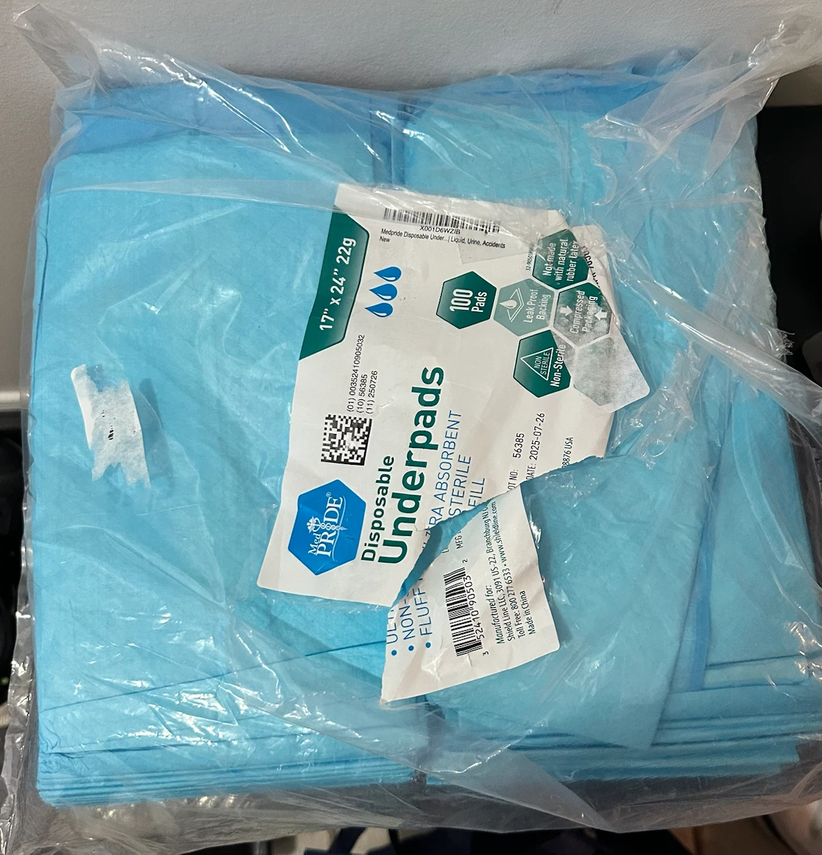 MedPride Disposable Underpads 100 Pack 17" x 24"
