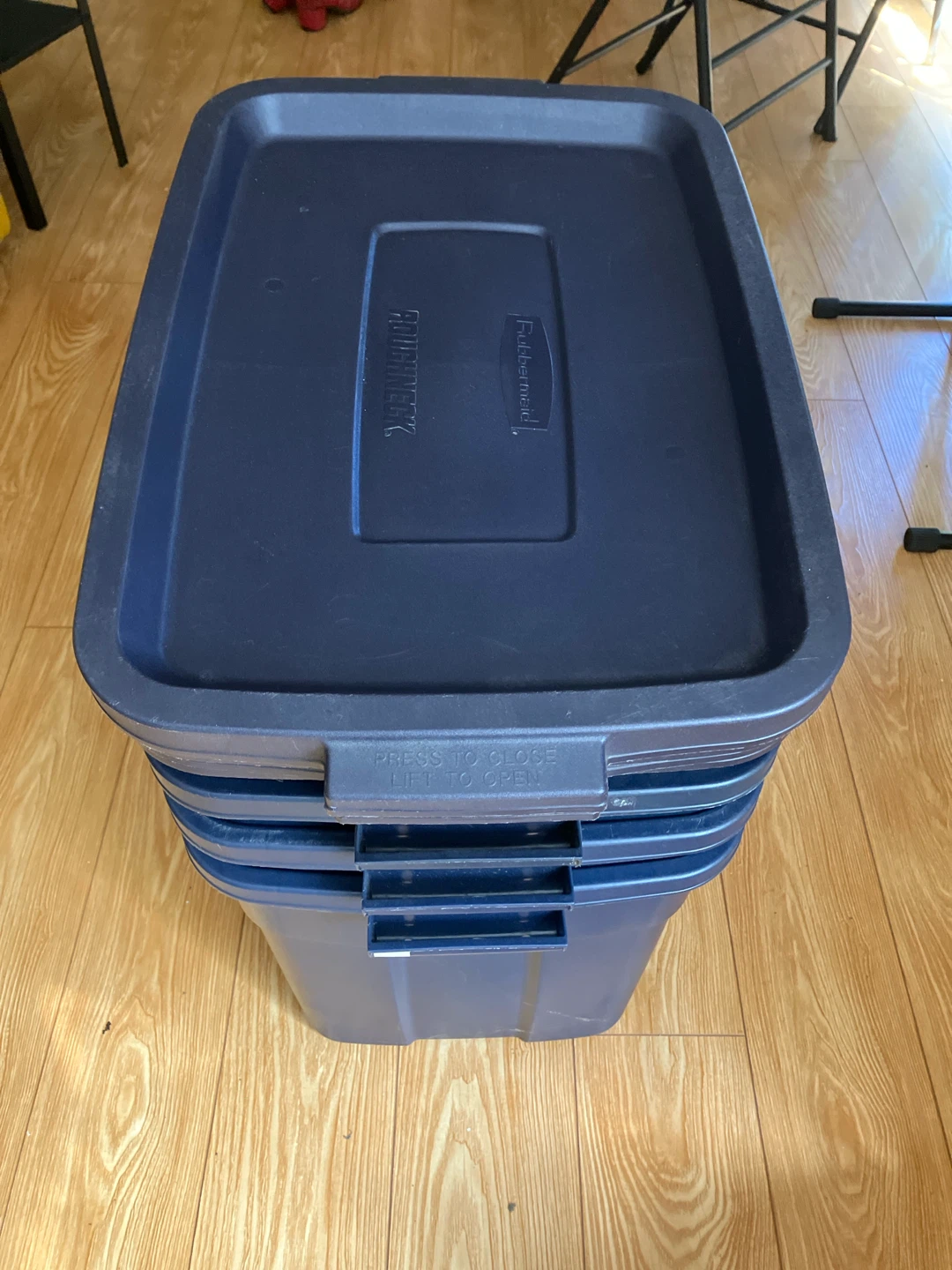 Four Rubbermaid Roughneck Storage Bins