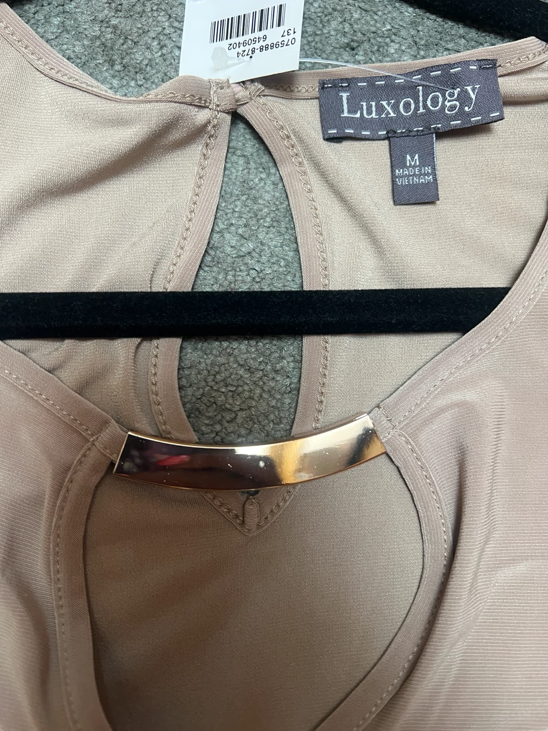 Luxology Women's Taupe Sleeveless Keyhole Top Size M - photo 3