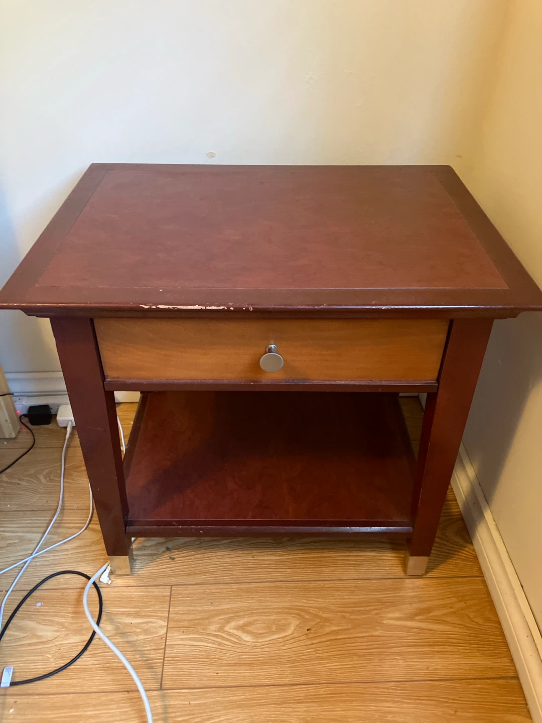 Wooden end table with drawer