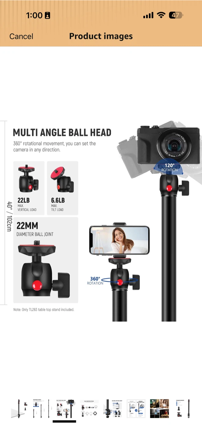 NEWEER Extendable Camera Desk Mount with Ball Head