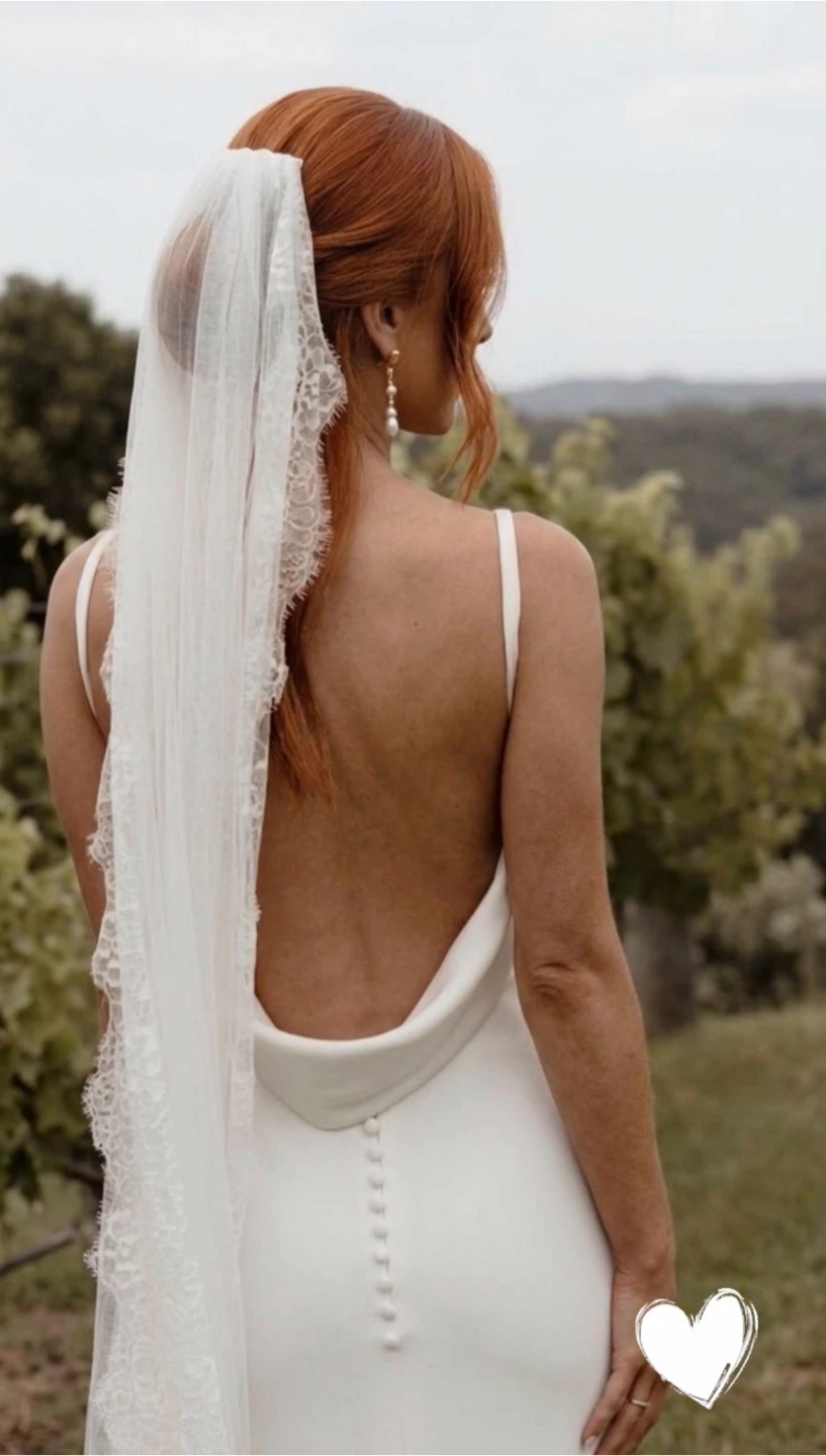 Soft White or ivory Lace Trim Wedding Veil