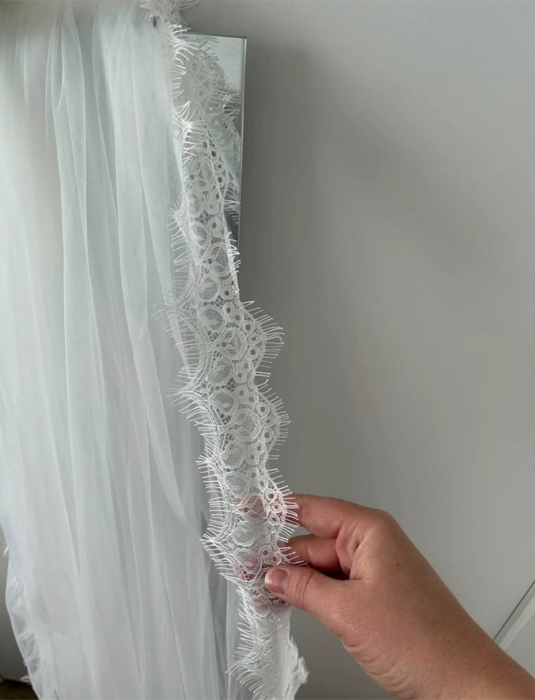 Soft White or ivory Lace Trim Wedding Veil - photo 3