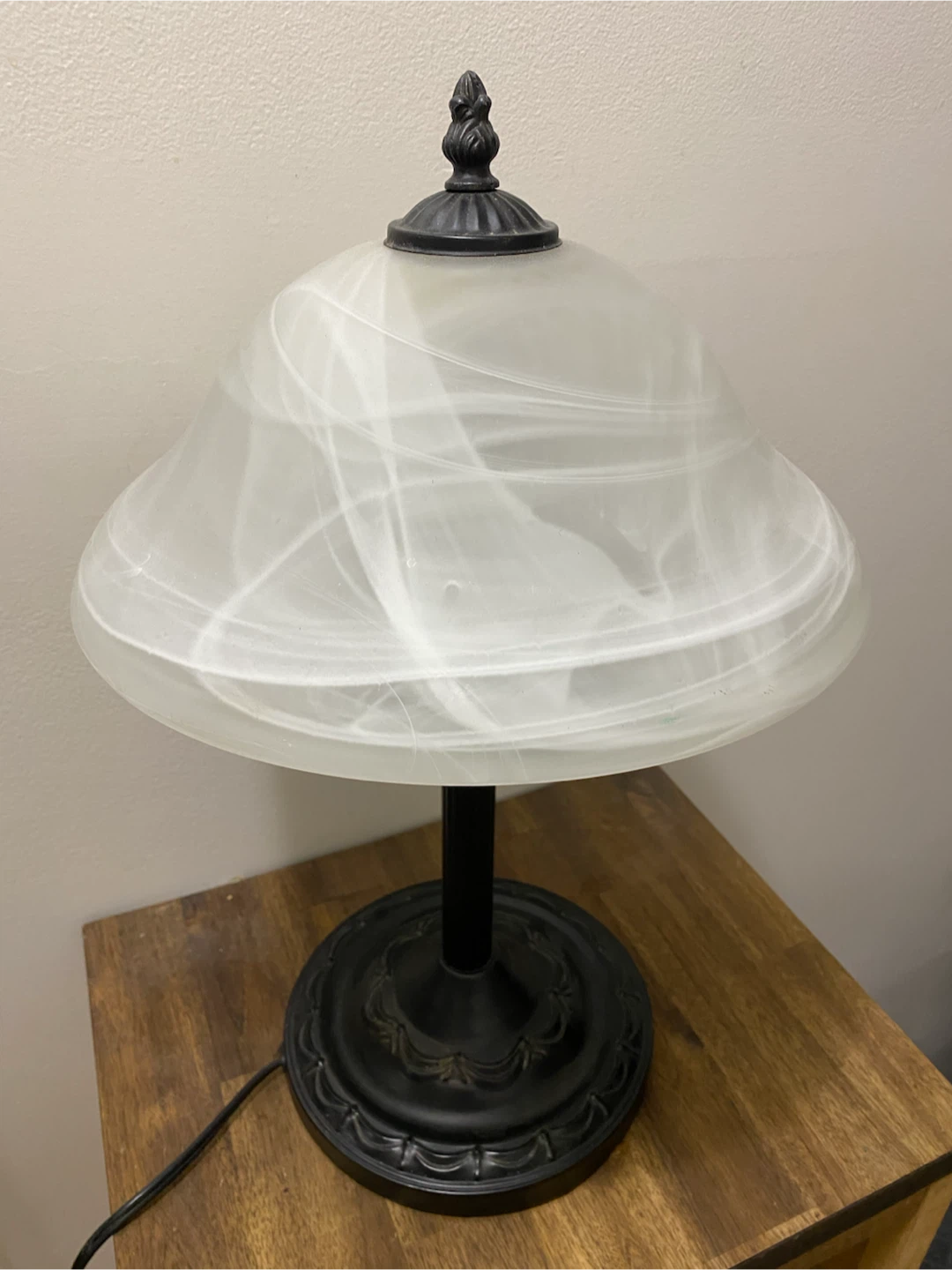 Table Lamp with Frosted Swirl Glass Shade