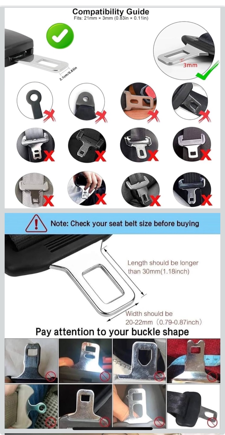 Car Seat Belt Extender 36cm, 14 Inch Universal Safety Strap - photo 2