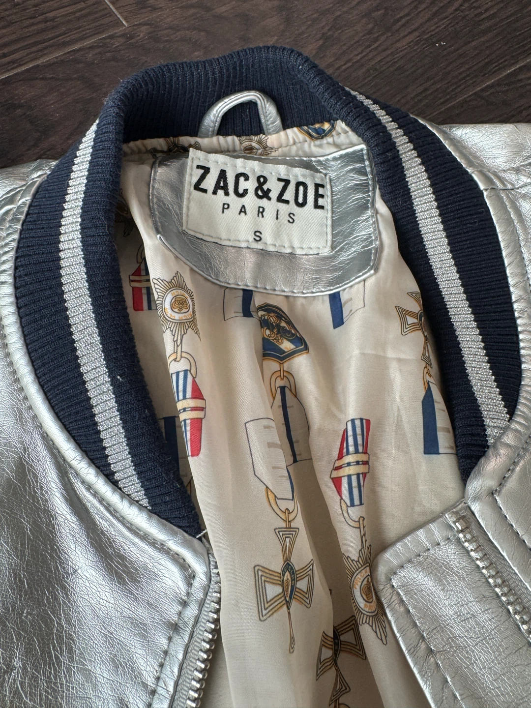 ZAC & ZOE PARIS Silver Bomber Jacket Size S - photo 2