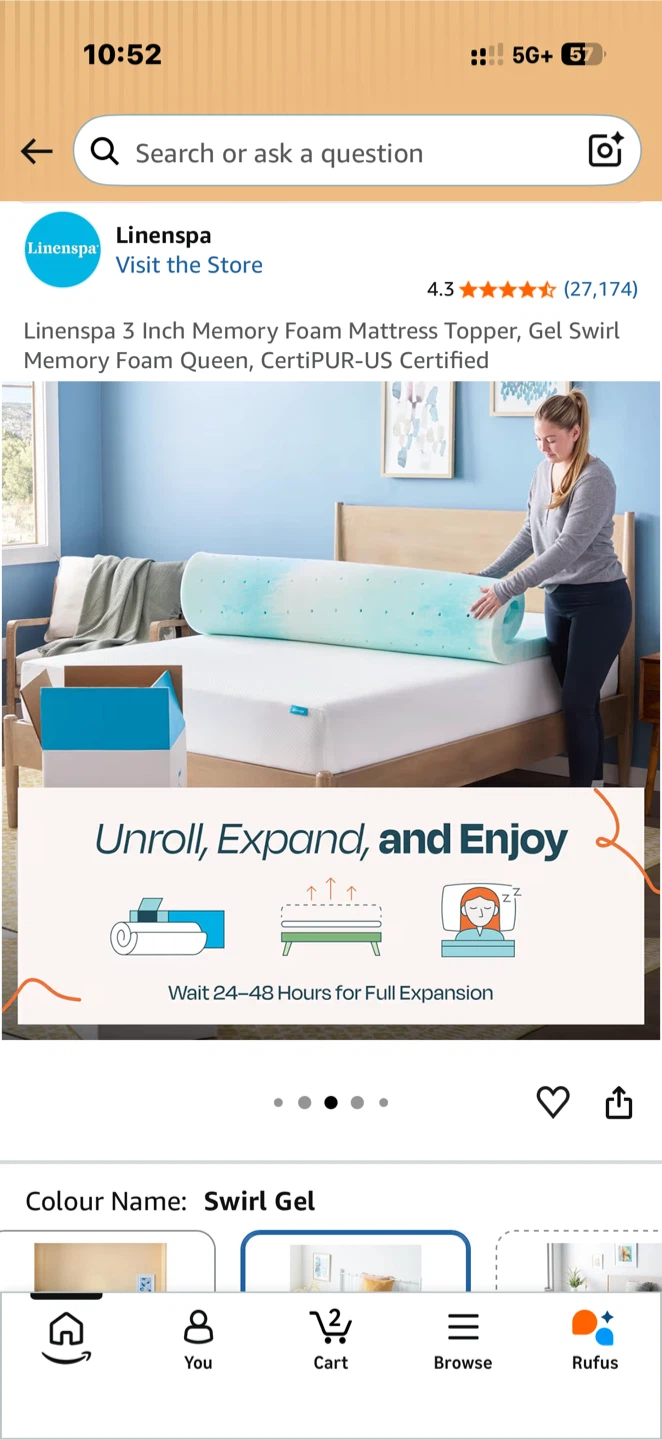 Linenspa 3 Inch Queen Memory Foam Mattress Topper