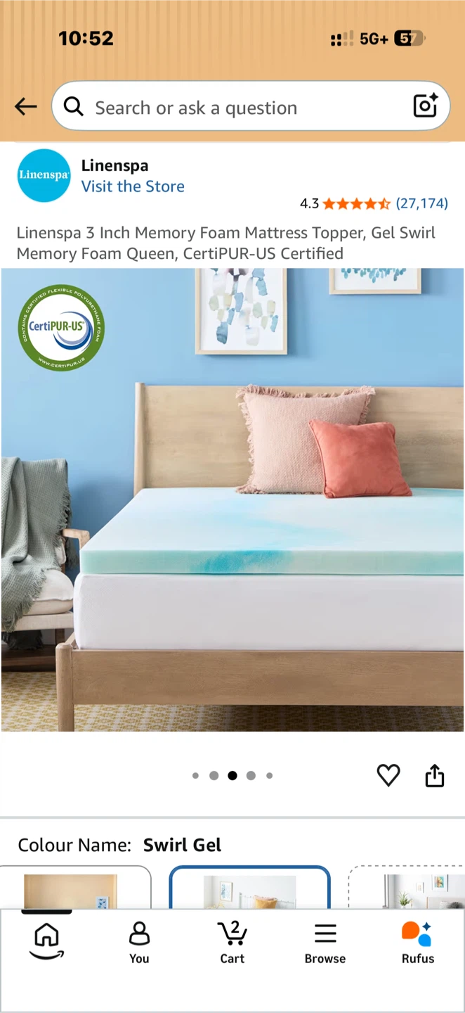 Linenspa 3 Inch Queen Memory Foam Mattress Topper - photo 2