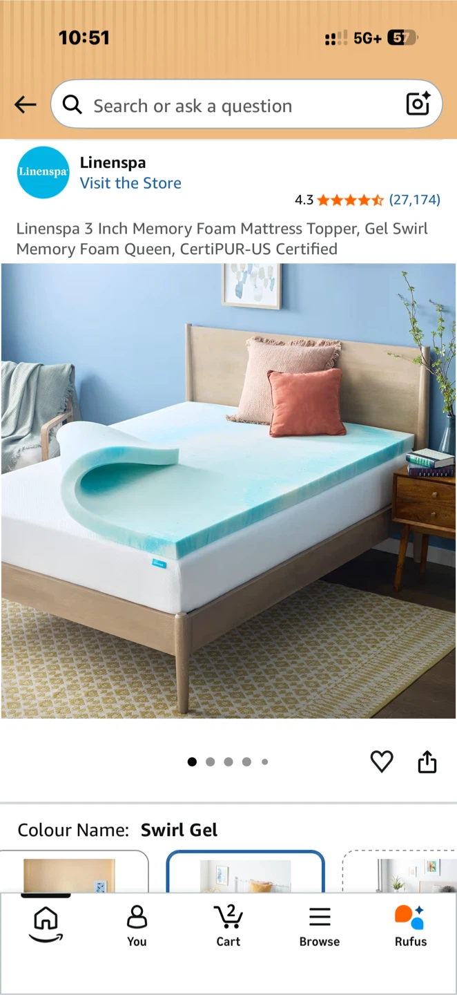 Linenspa 3 Inch Queen Memory Foam Mattress Topper - photo 4