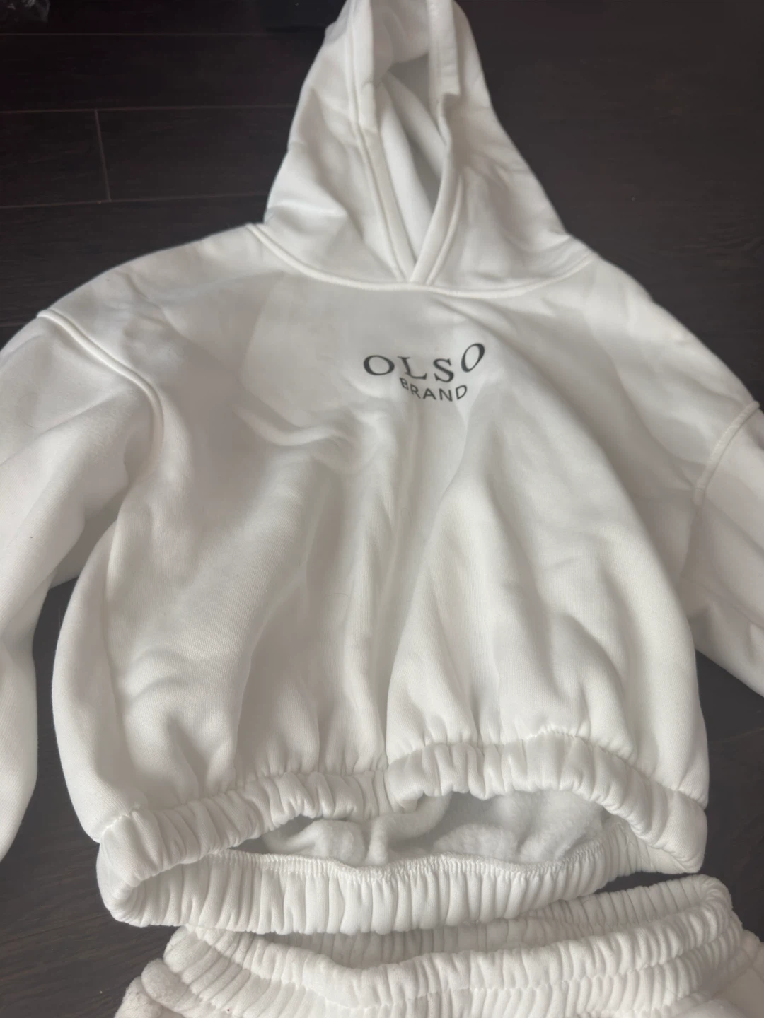 White OLSO BRAND Sweatshirt crop and Joggers Set - photo 2