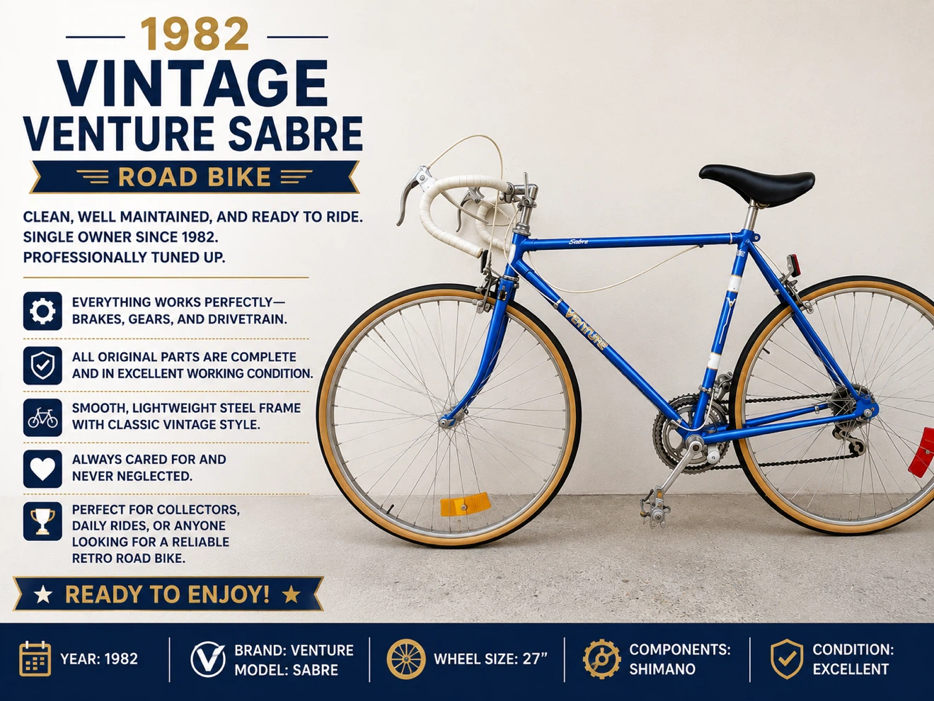 1982 VINTAGE VENTURE SABRE ROAD BIKE!