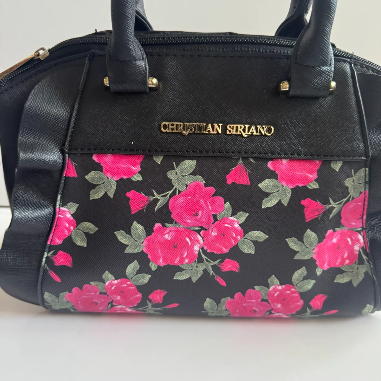 Christian Siriano Black Floral Satchel Handbag - photo 2