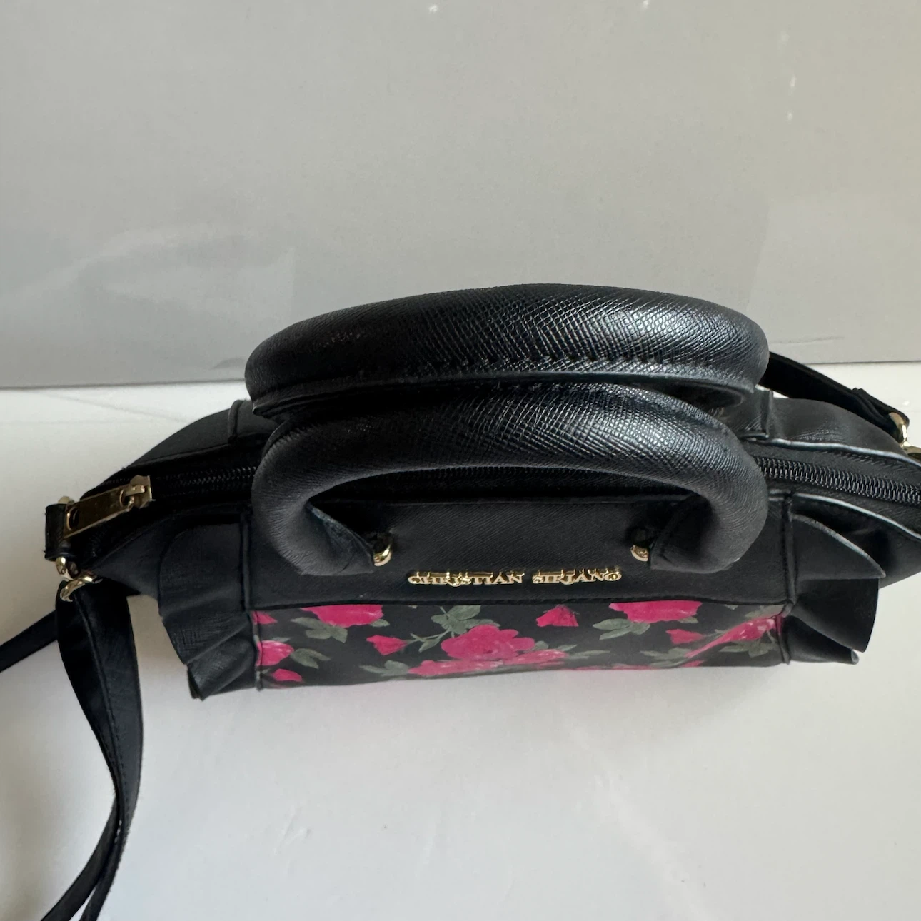 Christian Siriano Black Floral Satchel Handbag - photo 3