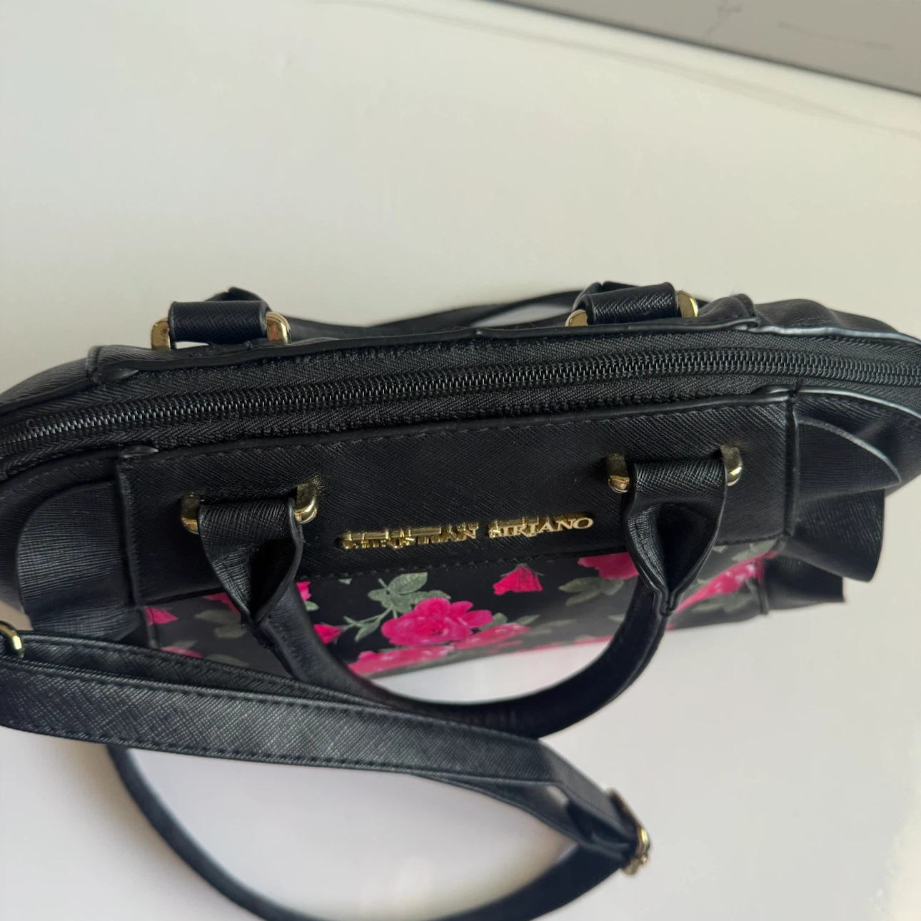 Christian Siriano Black Floral Satchel Handbag - photo 5