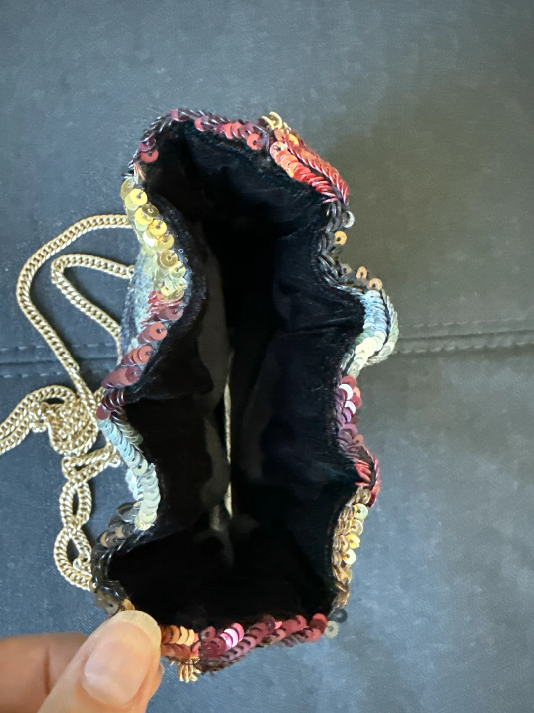 Sequin Clutch with Gold Chain - photo 3