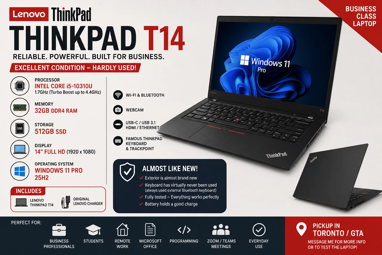 Lenovo ThinkPad T14 | 32/512Windows 11 ProExcellent Condition