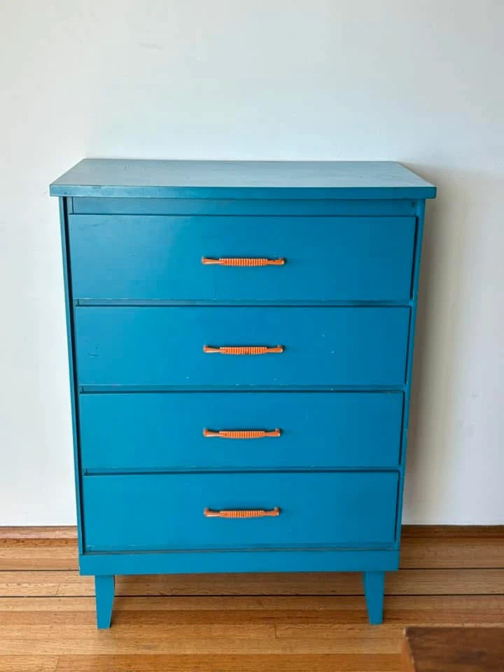 Tall Boy Dresser with Orange Handles