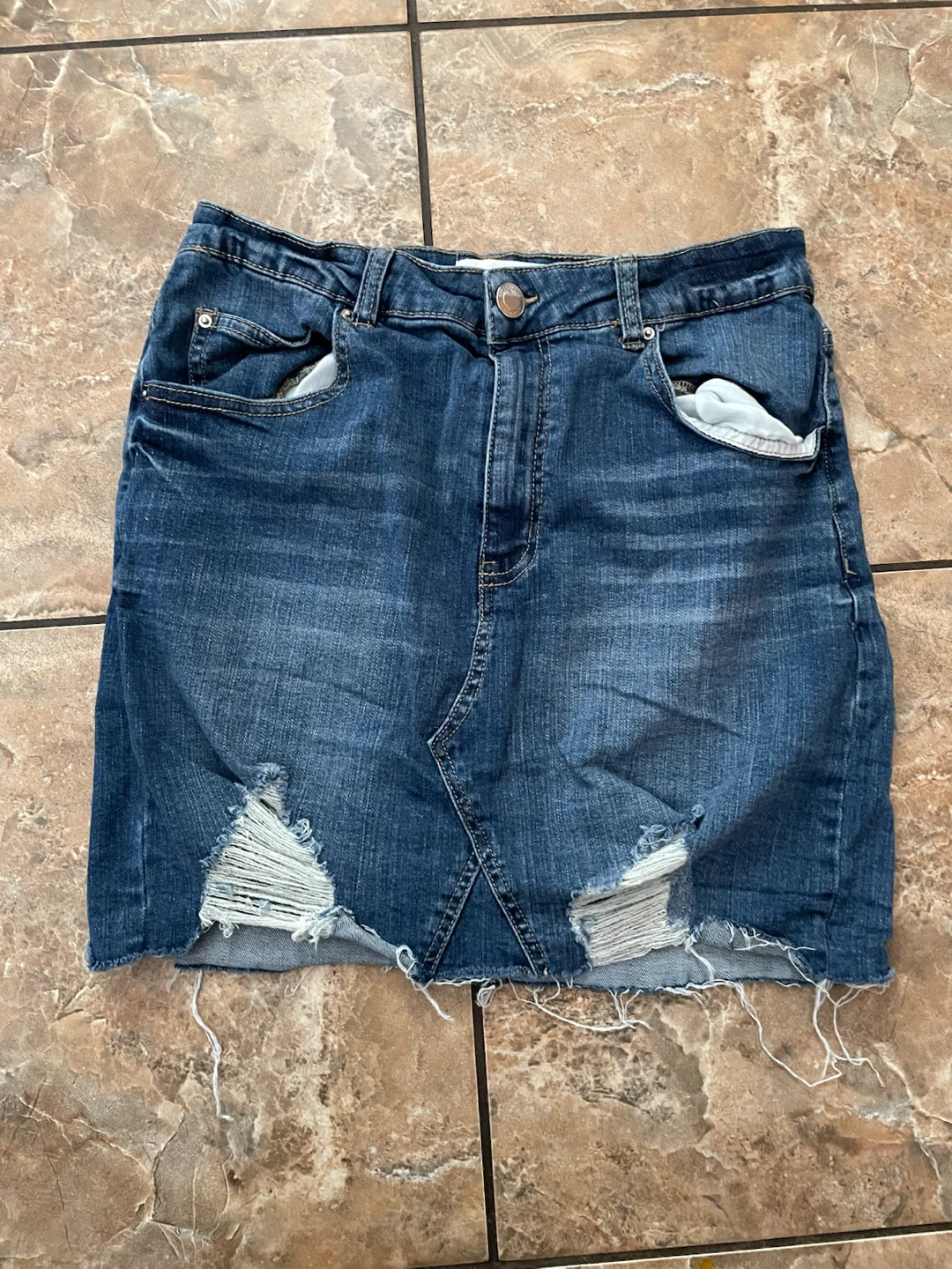 Streetwear Society Women's Denim Mini Skirt with Rips