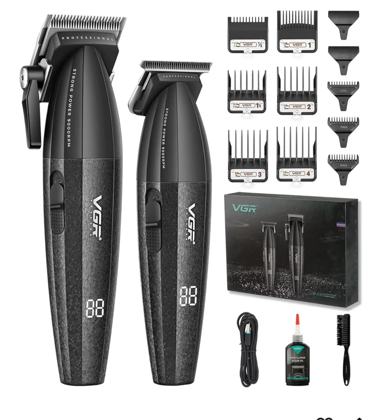 VGR Professional Hair Clipper Cordless Rechargeable 9000 RPM