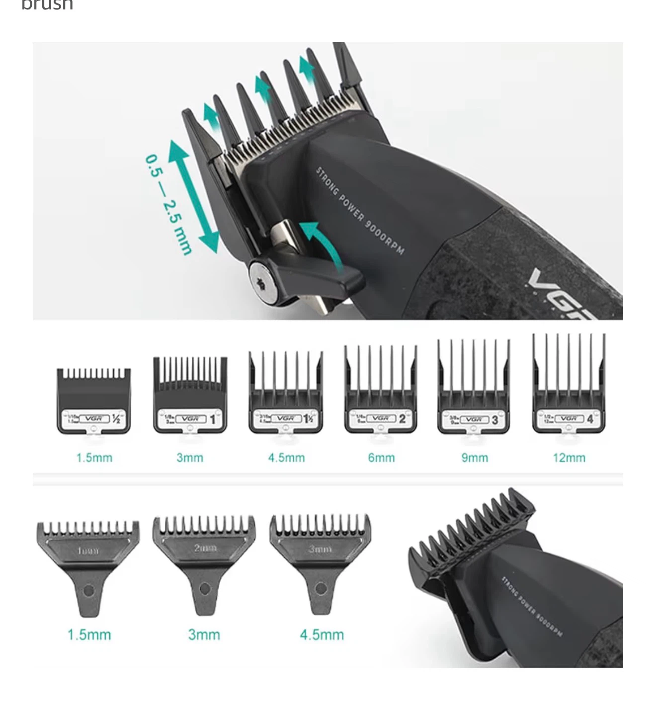 VGR Professional Hair Clipper Cordless Rechargeable 9000 RPM - photo 4