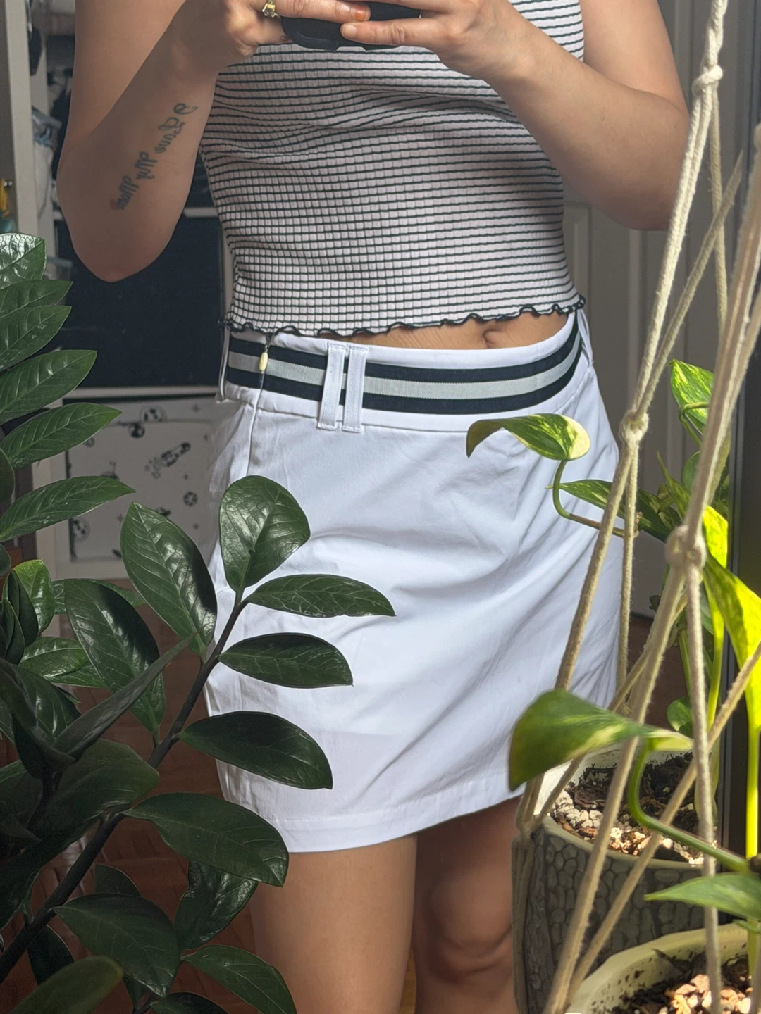 White Skirt with Striped Waistband - photo 2