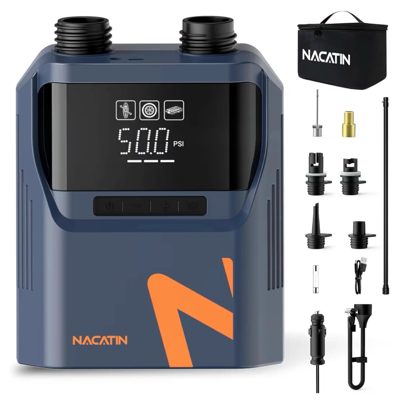 NACATIN Portable Electric Air Pump with 5200mAh Battery