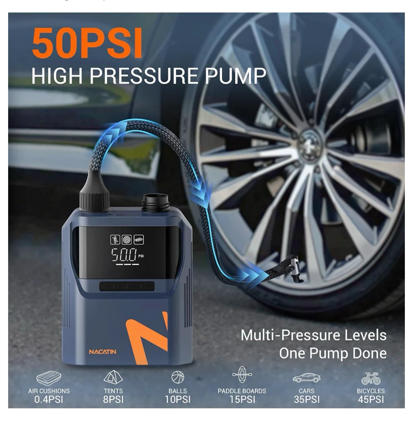 NACATIN Portable Electric Air Pump with 5200mAh Battery - photo 2
