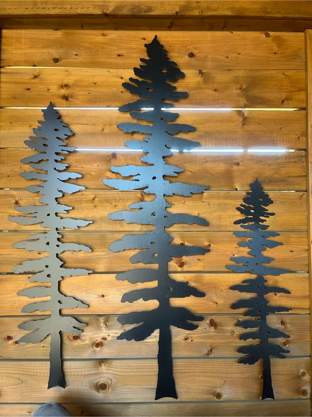 Metal Pine Tree Wall Art - Set of 3