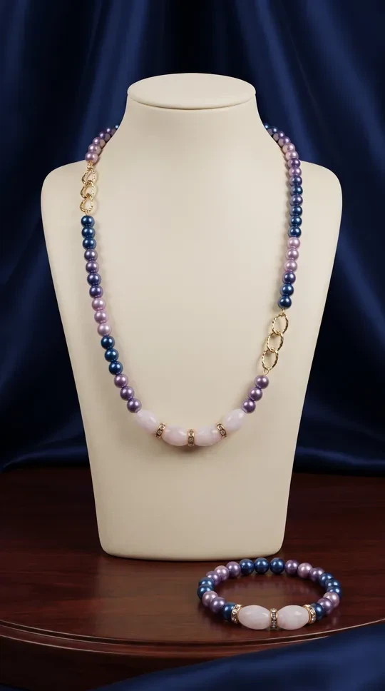 Beaded Necklace and Bracelet Set