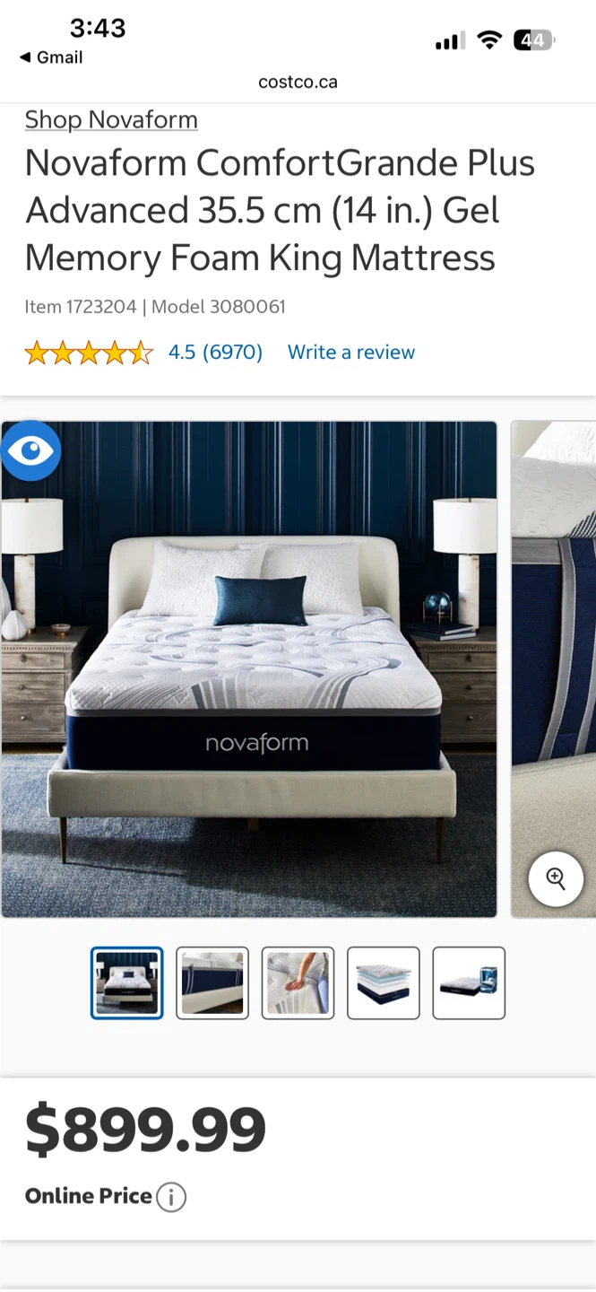 Novaform ComfortGrande Plus Gel Memory Foam King Mattress - photo 3