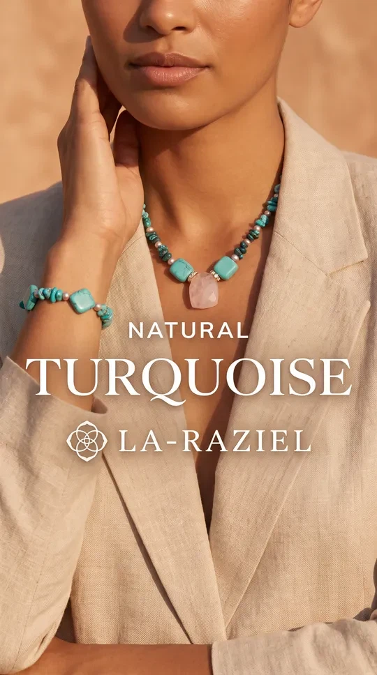 LA-RAZIEL Natural Turquoise & Rose Quartz Jewelry Set