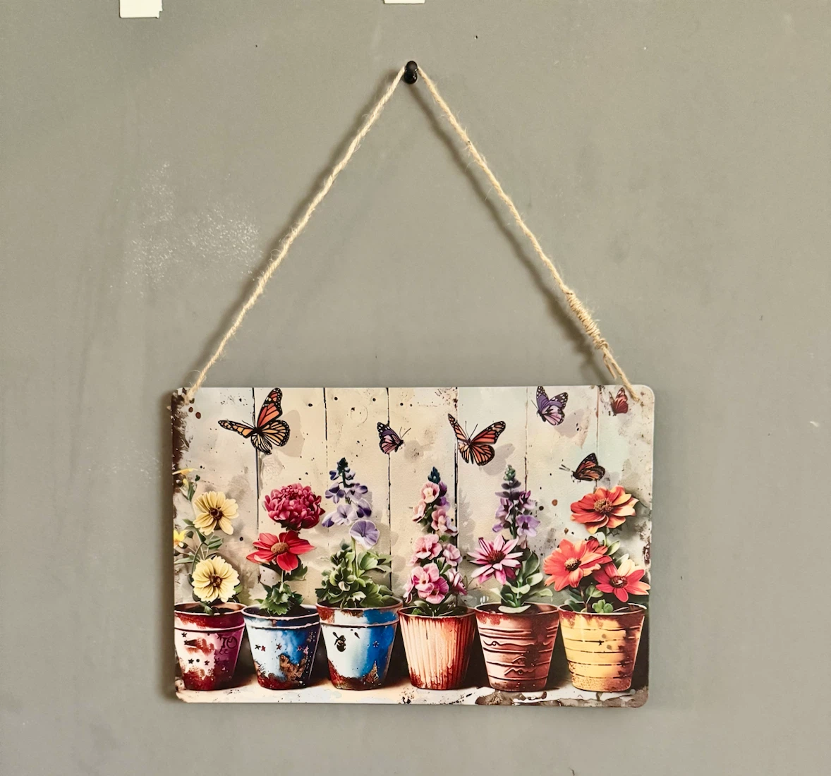 Decorative Garden Sign with Flowers and Butterflies